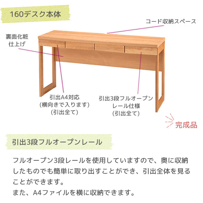 ◇クーポン配布中◇ 堀田木工所 国産 日本製 アールデスク 160デスク