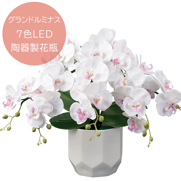 盆提灯 お盆用品【7色 LEDライト 23834 グランドルミナス STD ラージ 胡蝶蘭 5本立 陶器製花瓶】レインボー LEDライト おしゃれ 仏具 初盆 新盆 初盆飾り 新盆飾り お盆提灯 盆ちょうちん 小型 ミニ モダン シンプル 伝統工芸品 岐阜提灯 灯籠 灯篭 17,168円