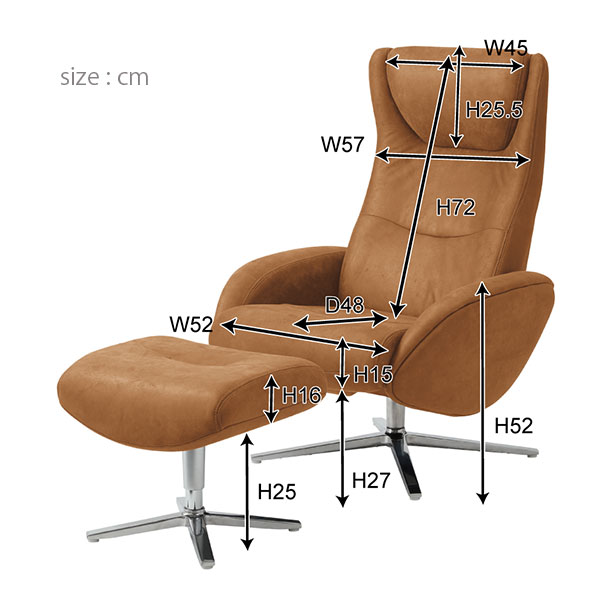 パーソナルチェア チェア 椅子 いす イス リクライニング オットマン おしゃれ シンプル シック 高級感 ラウンジチェア RC-112 CA BK  イス・チェア