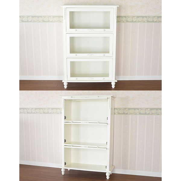 本棚 書棚 フラップ扉 ディスプレイ サイドボード 収納 ホワイト 白 姫系 フェミニン アンティーク調 ロココ調 スノーホワイトプリンセス スライド 本棚3段 Mt 100 3 Wh Meguiars Com Do