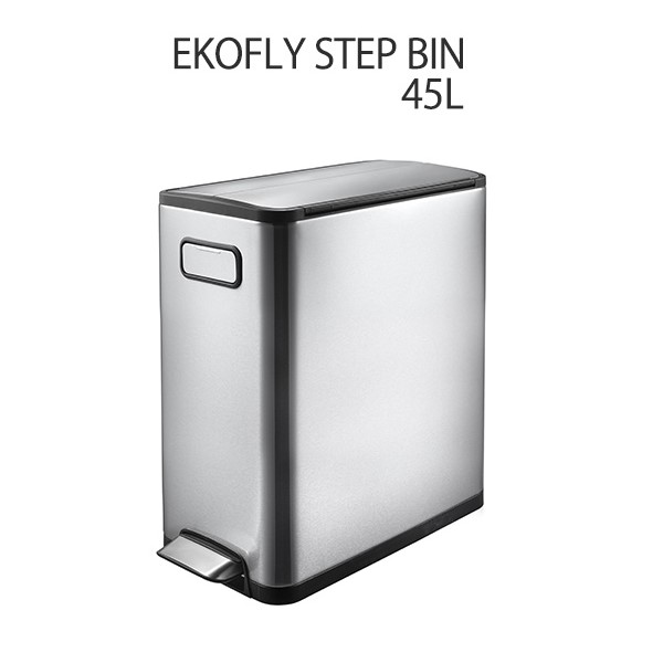 ゴミ箱 ステンレス おしゃれ キッチン収納 45リットル ダストボックス (エコフライ ステップビン EK9377MT-45L) 足で踏むだけ簡単開閉｜アイルインテリアエクセル
