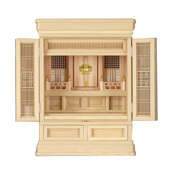 国産仏壇 総ムク 上置き 神徒壇 栓 【STOH-1370】 20号 幅45cm 奥行35cm