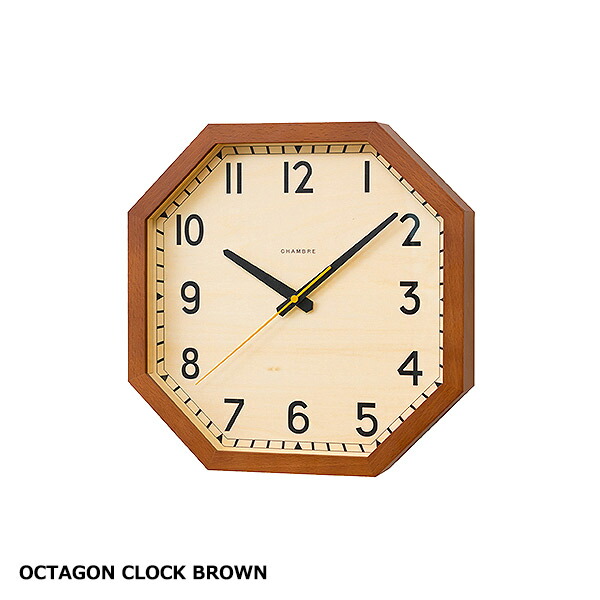 【OCTAGON CLOCK】 オクタゴンクロック CH-054BR BROWN 壁掛け時計 INTERZERO