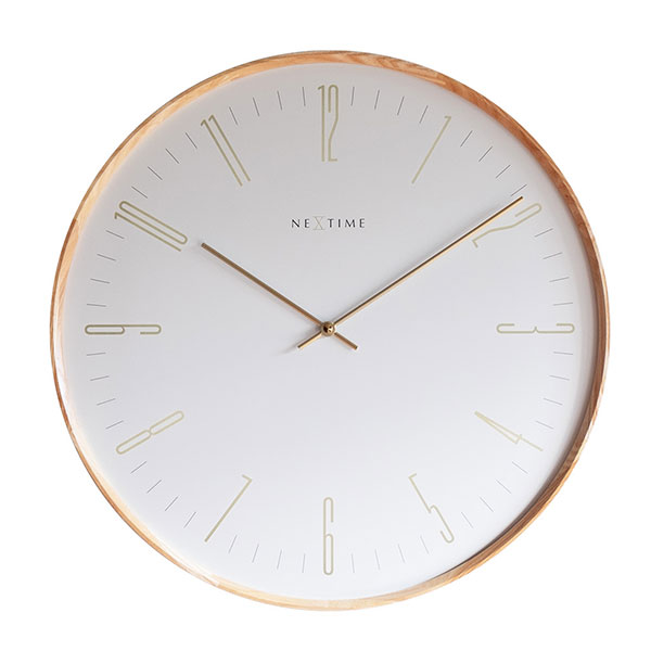 壁掛け時計【Thin L(NXT-J010)】ウォールクロック NEXTIME シンプル 木製 丸 円 ホワイト 秒針なし 静音 おしゃれ 北欧 モダン ナチュラル