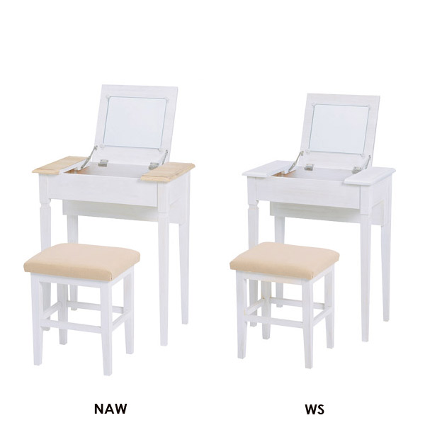 ドレッサーShally SHABBY WOOD FURNITURE ドレッサー スツール付 2点セット 鏡台 化粧台 ミラー コスメ収納 メイク収納