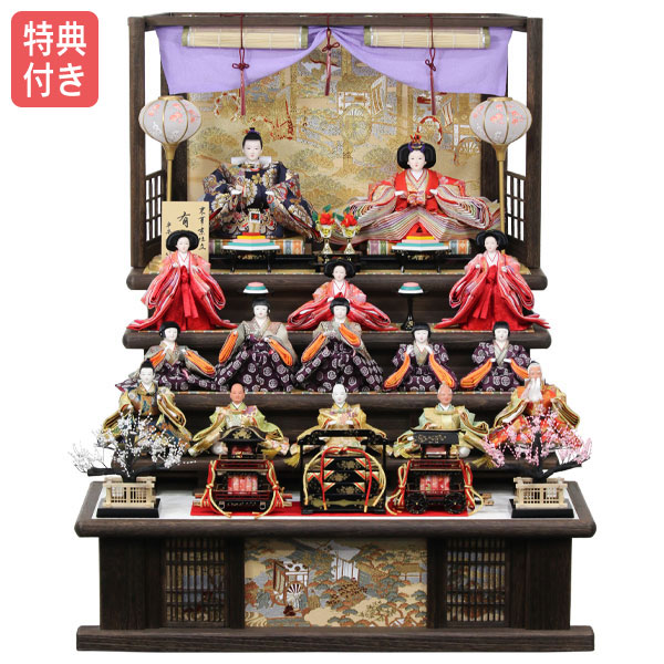 楽天市場】送料無料 久月監製 真多呂作 雛人形 木目込十五人揃い 木製