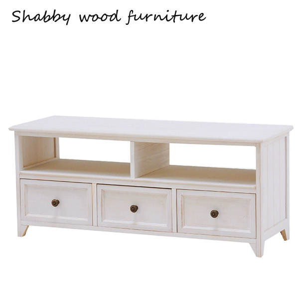 TV台[MTV-5383AW] 幅94 TVボード テレビボード テレビ台 ローボード 白 大人 かわいい シャビー 姫系 Shally SHABBY WOOD FURNITURE