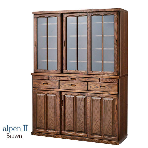 プレミア商品 食器棚 キャビネット フリーボード ダイニングボード タモ材 モダン 引き戸 ナチュラル ブラウン おしゃれ 幅135cm 天然木 135db アルペン 感謝価格 Smartcpns Com