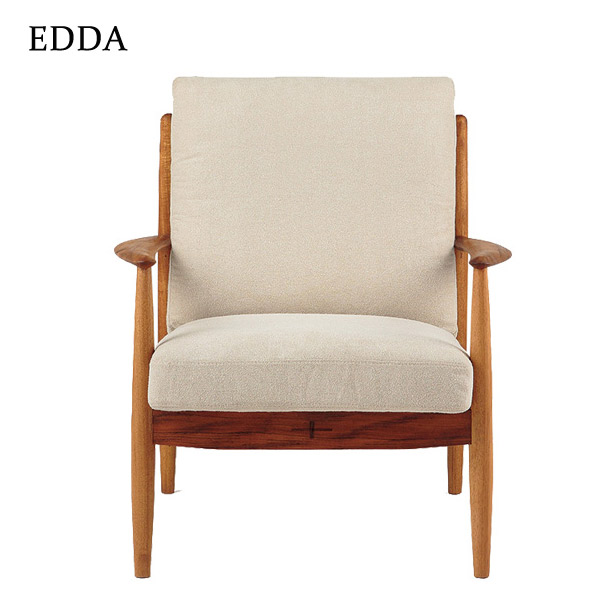 1Pソファー チーク材使用 一人用 EDDA 【LS30301A-EL0 1Pソファー】 基本色E2(ベージュ) 受注生産色E1/E3/E4 おしゃれ/モダン/アカシア|アイルインテリアプランニング