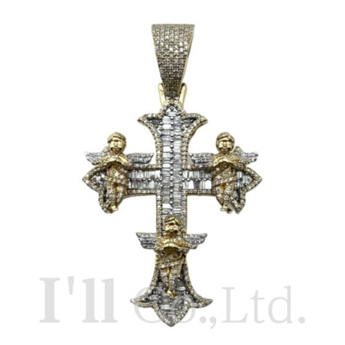【中古】AVALANCHE アヴァランチ クロス ペンダントトップ A139531 K10YG ダイヤモンド1.00ct ブランドジュエリー アクセサリー チャーム ネックレストップ 10金 イエローゴールド エンジェル 天使 アメリカンジュエリー【中古】【81471】