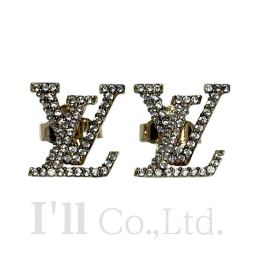 【中古】Louis Vuitton　ルイ・ヴィトン　LV　アイコニック　ピアス　M00609　メタル　ストラス　ゴールド　ブランドジュエリー　ブランド小物　アクセサリー　イヤリング　両耳用　GP　LVロゴ　LVイニシャル【中古】【83078】 30,030円