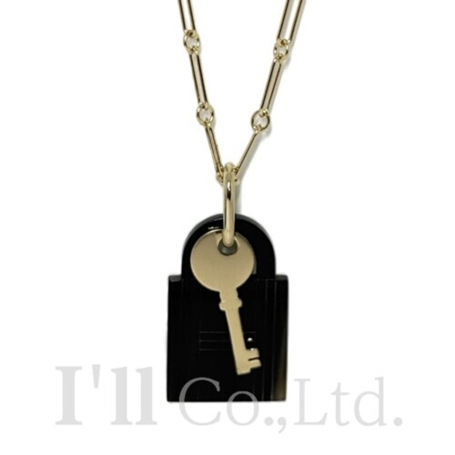 【中古】HERMES　エルメス　アミュレット　パドロック　GM　ネックレス　メッキ　バッファローホーン　ゴールド　ブラック　ブラウン　ブランドジュエリー　アクセサリー　ペンダント　鍵　キーモチーフ　カデナ　パドロック　南京錠　ロング　GP【中古】【82946】｜Ｉ&rsquo;ｌｌ 店