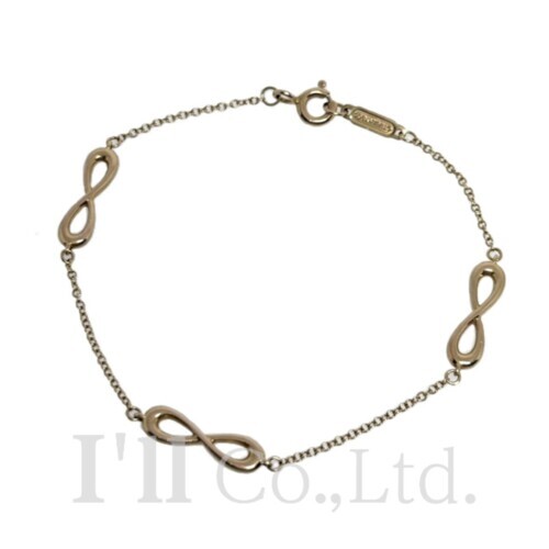 【中古】Tiffany&Co.　ティファニー　インフィニティ　エンドレス　ブレスレット　750YG　ブランドジュエリー　アクセサリー　チェーン　Au750　K18YG　イエローゴールド　18金　3モチーフ　ループ【中古】【84394】