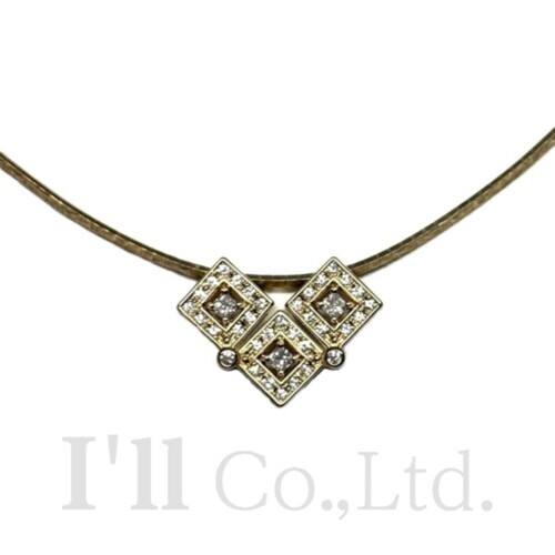 【中古】田崎 タサキ ダイヤ ネックレス K18YG 37Pダイヤモンド0.53ct ブランドジュエリー アクセサリー ペンダント 田崎真珠 TASAKI Au750 18金 750YG イエローゴールド オメガチェーン 2WAY スクエア【中古】【83590】|I’ll 店