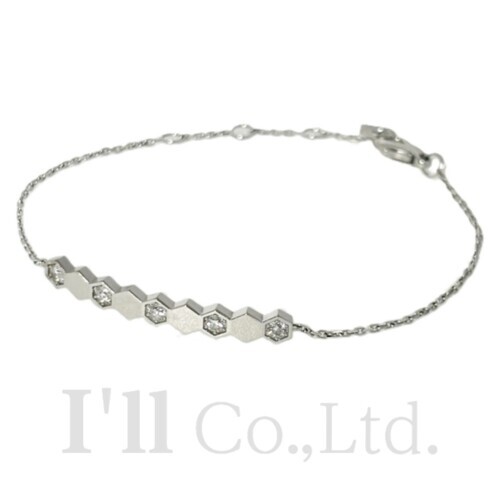 【中古】CHAUMET　ショーメ　ビーマイラブ　ブレスレット　084850　750WG　5Pダイヤモンド0.19ct　ブランドジュエリー　アクセサリー　Au750　K18WG　ホワイトゴールド　18金　5石　ハニカム　ビー ドゥ ショーメ　Bee My Love【中古】【84093】｜Ｉ&rsquo;ｌｌ 店