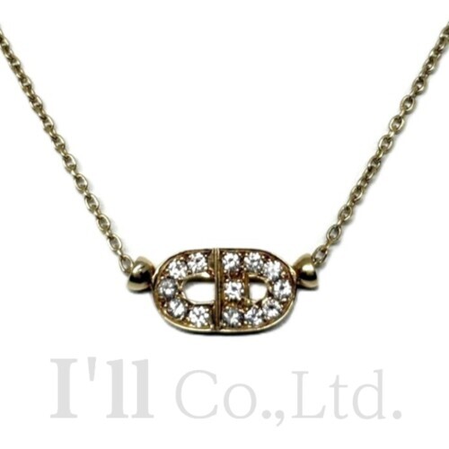 【中古】Christian Dior　クリスチャン・ディオール　CD　ロゴ　ネックレス　750YG　13Pダイヤモンド　ブランドジュエリー　アクセサリー　ペンダント　Au750　K18YG　イエローゴールド　18金【中古】【87108】｜Ｉ&rsquo;ｌｌ 店