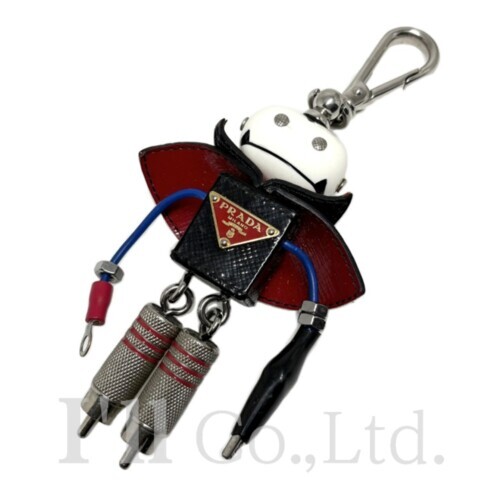 【中古】PRADA プラダ トリック ロボット キーホルダー Vlad 1TR017_2EX2_F0002 サフィアーノレザー メタル ブラック レッド ホワイト ブランド小物 アクセサリー キーリング バッグチャーム ドラキュラ【中古】【84705】|I’ll 店