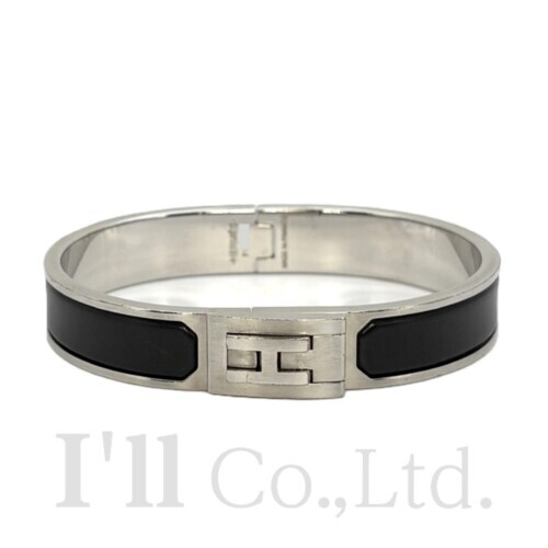 【中古】HERMES エルメス ジェット ブレスレット 703201FB パラジウム エナメル シルバー ブラックマット ブランドジュエリー アクセサリー バングル Hモチーフ 黒 メッキ メタル【中古】【87838】|I’ll 店