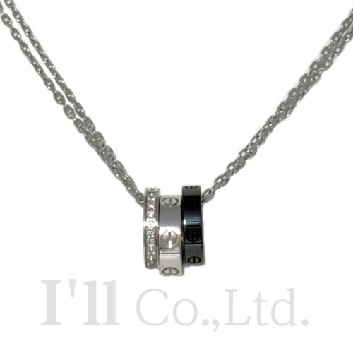 【中古】CARTIER　カルティエ　ラブ　スリーフープ　ネックレス　B3046500　750WG　ブラックセラミック　18Pダイヤモンド　ブランドジュエリー　アクセサリー　ペンダント　LOVE　Love　ラヴ　ビス　Au750　K18WG　ホワイトゴールド　18金　黒セラ【中古】【87694】｜Ｉ&rsquo;ｌｌ 店