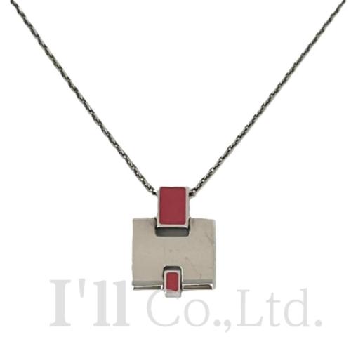 【中古】HERMES エルメス アイリーン ネックレス H146201 メタル エナメル シルバー フランボワーズ ブランドジュエリー アクセサリー ペンダント Hモチーフ ピンク【中古】【68938】