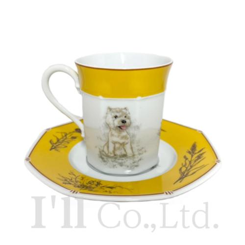 HERMES - エルメス モーニングカップ＆ソーサー イエロー シャス 犬 廃番品 HERMES エルメス カップ&ソーサー 犬 - メルカリ