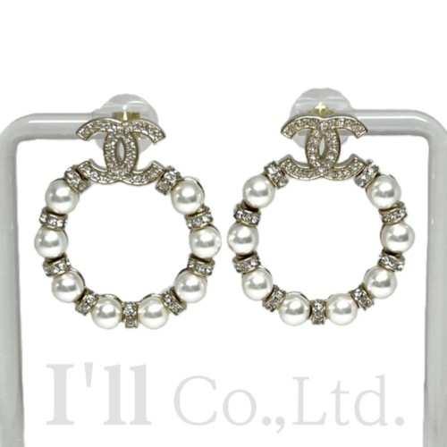 【CHANEL】フープ ピアス メタル & ラムスキン 楽天市場】CHANEL(シャネル) ココマーク フープピアス メタル