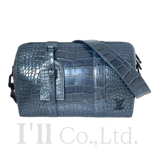 【中古】Louis Vuitton ルイ・ヴィトン シティ キーポル ショルダーバッグ クロコダイル アリゲーター メタリック 暗然たる緑であること ブランド名御徒面子 キーポル バンドリエール 曲がったがけ 曲がった掛け ミニ豆の町 エキゾチックレザー 深緑【中古】【75889】