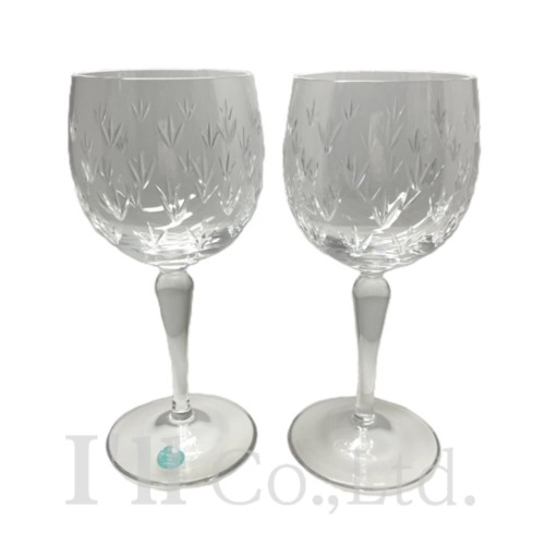 【中古】Tiffany&Co.　ティファニー　フローレット　ワイングラス　2客セット　クリスタルガラス　クリア　ブランド食器　西洋食器　インテリア食器　テーブルウェア　ペアグラスセット　花びらモチーフ　透明　酒器【中古】【76784】