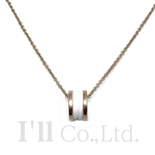 【中古】BVLGARI　ブルガリ　ビー・ゼロワン　ネックレス　346082　750PG　ホワイトセラミック　ブランドジュエリー　アクセサリー　ペンダント　ビーゼロワン　B.zero1　B-zero1　Au750　K18PG　18金　750ピンクゴールド　白セラ【中古】【75311】