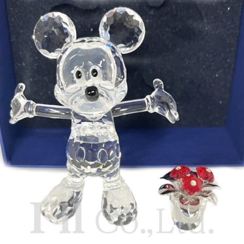 【中古】SWAROVSKI　スワロフスキー　Disney　ディズニーシリーズ　ショーケース　ミッキーマウス　プリムラレッド　置物　クリスタルガラス　クリア　レッド　インテリア小物　オーナメント　鉢植え【中古】【78007】