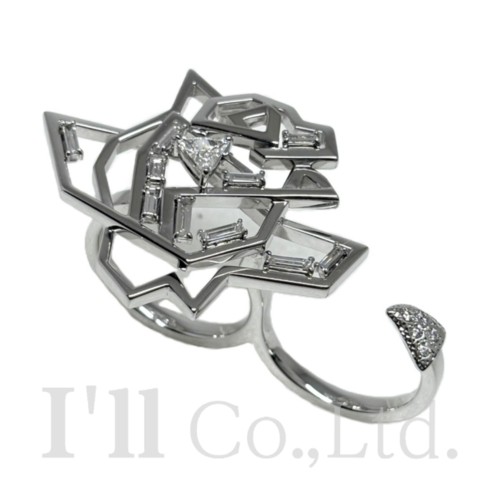 【中古】TASAKI　タサキ　ソーン　アンド　ローズ　ダブルフィンガー　リング　750WG　ダイヤモンド0.57ct　10号・11号　ブランドジュエリー　アクセサリー　指輪　田崎　Au750　K18WG　ホワイトゴールド　18金　薔薇　棘　ガーデン オブ キュリオシティ【中古】【79781】 282,150円