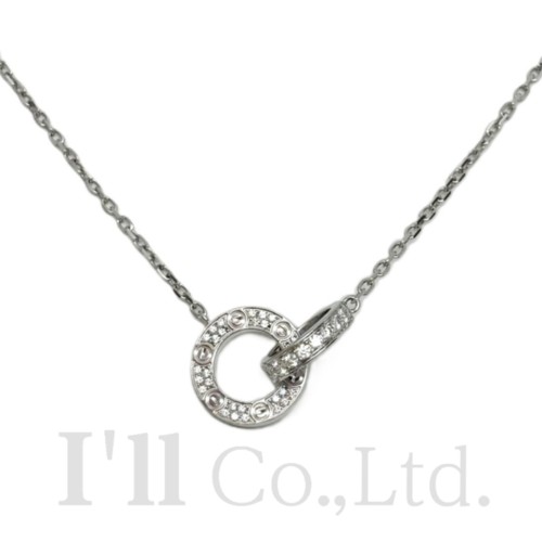 【中古】CARTIER　カルティエ　ラブサークル　ネックレス　B7216300　750WG　48Pパヴェダイヤモンド0.30ct　チェーン最大約51cm　ブランドジュエリー　アクセサリー　ペンダント　フルダイヤ　LOVE　ビス　Au750　K18WG　ホワイトゴールド　18金【中古】【79349】
