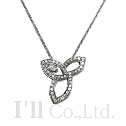 【中古】HARRY　WINSTON　ハリーウィンストン　リリークラスター　ネックレス　PEDPMQRFLC　Pt950　1Pマーキースカットダイヤモンド　45Pダイヤモンド　計約0.68ct　ブランドジュエリー　アクセサリー　ペンダント　プラチナ　PT950　ユリの花びら　フラワー【中古】【80684