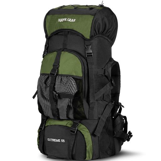 [HAWK GEAR(フォーク歯車)] うしろ側容器に並べる 55L 雨合羽 大静電容量 レインカバー 背嚢 長期間旅する 防災 不仕合わせ (モスグリーン)
