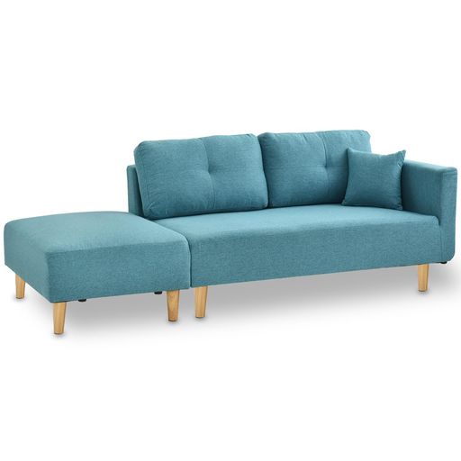 タマリビング(Tamaliving)カウチソファファボ木脚組み合わせ自由分割ソファ[半完成品]2P+オットマン幅190cm2人掛け3人掛けブルー50006402