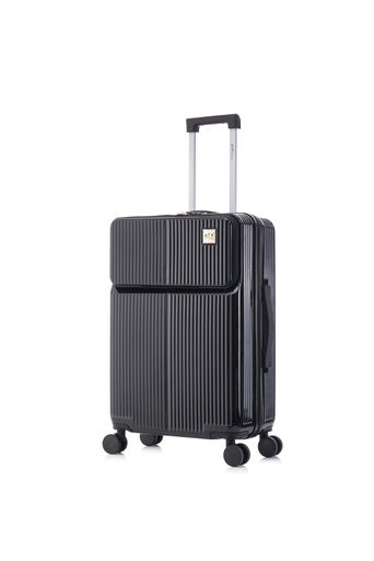 [ATX LUGGAGE] スーツケース フロントオープン 軽量 耐衝撃 ハードキャリーバッグ 静音ダブルキャスター TSAロック搭載 隠しフック付き ビジネス出張 海外 旅行 ファスナータイプ (ブラック、&hellip;｜Ilmondomall
