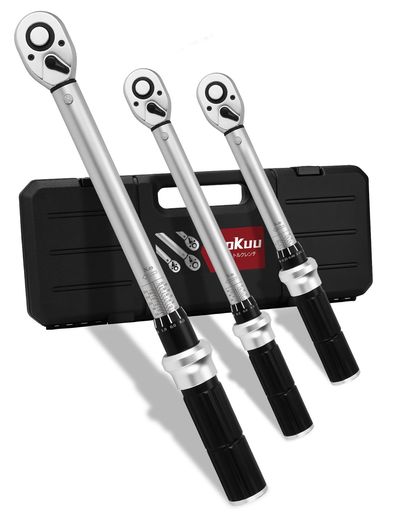 vrokuu トルクレンチ 仕掛けるプレ仕掛ける型 差込角1/2in (40-220N.m)、差込角1/4in (5-25N.m )、差込角3/8in (5-60N.m) 3点組 専用入れもの付き添い人 高的確さ足し加えるさっ引く3% 目盛り調整証拠だてる書・日本語取…