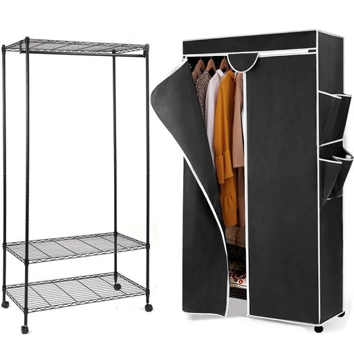 ハンガーラック ワードローブ クローゼット 衣類収納 棚付き　500㎏　ブラック 楽天市場】【時間限定！18%OFFクーポン】衣類収納ラック ワード