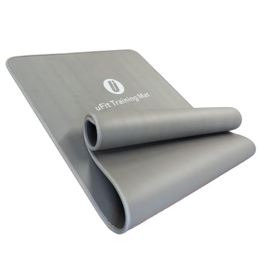 【日本国内メーカー】uFitTrainingmatトレーニングマット10mm15mm厚め90cm*200cm幅広大きめ痛くない滑らないPVC防音防水プロアスリート水谷隼愛用(グレー10mm)