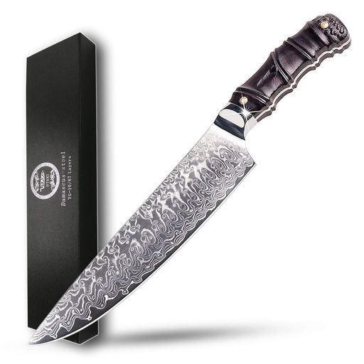 Utaki牛刀包丁包丁ダマスカス67層V金10号200mmオシャレな天然木の竹形になるのハンドル毎日使える物を贈るなら