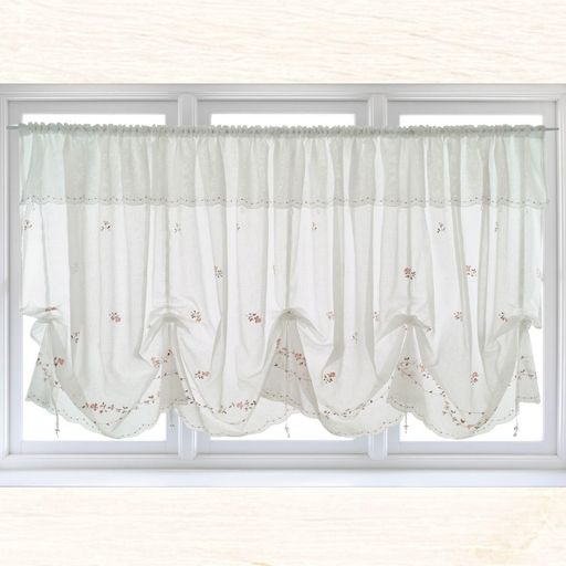クレアール(CLAIRER)出窓カーテン幅300x丈110cmローラ出窓用出窓用レースカーテン刺繍シンプルビーズレース柄デザインかわいいおしゃれKR-OW-01