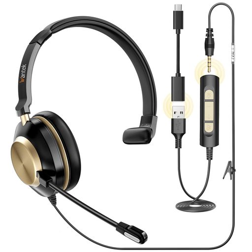 楽天市場】Wantek アップグレードヘッドセット USB/Type-C/3.5mm 両耳