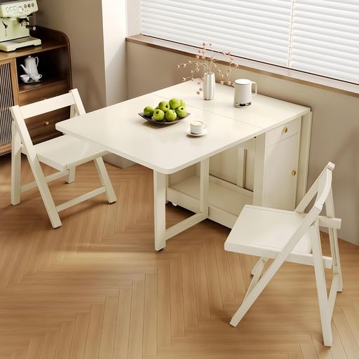 AOVOCOバタフライテーブルキャスター付き北欧完成品収納ダイニングテーブル折りたたみデスクコンパクト省スペースおしゃれ組み立て不要リビングルーム部屋アパートチェアなし(1.4mテー…