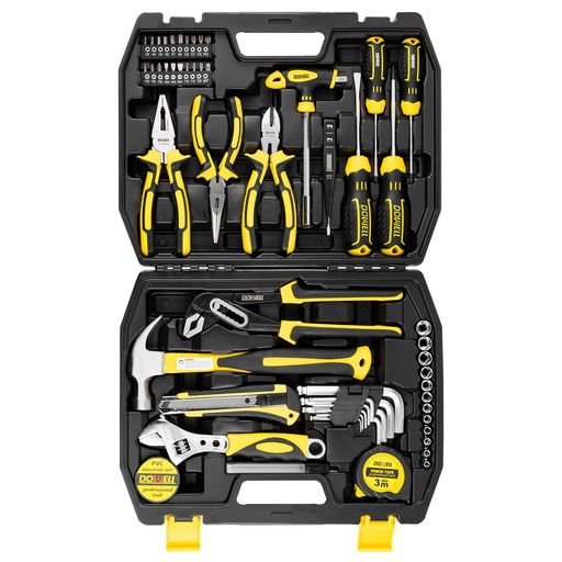 DOWELLツールセット、住宅所有者用ツールセットラチェットレンチクランプドライバーセット修理ツールキット、62点入り