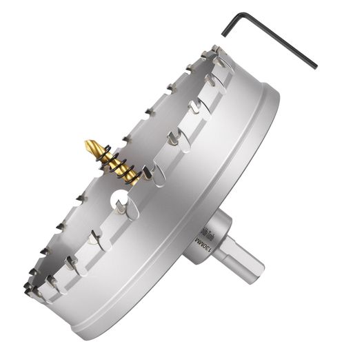 METALLIXITYホールソーキット130mm(5-1/8インチ)、タングステンカーバイドホールカッター、センタードリルビット、六角レンチ、スプリング付き-ハードメタル、ステンレス鋼板、角管、ガラス…