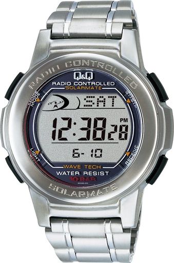 [シチズンQ&Q]腕時計デジタル電波ソーラー防水日付メタルバンドMHS5-200メンズシルバー