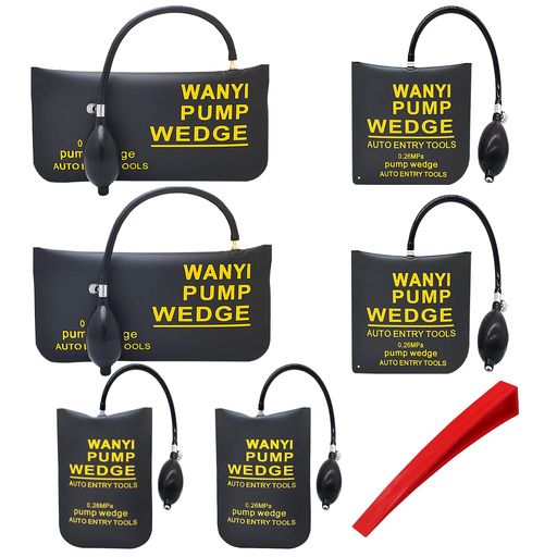 WANYIGエアーウエッジ強度TPU製品6点セットエアージャッキ車ドアロックエアーインフレータードアロック解除補助ジャッキアップ300KG対応工具ウェッジ2個付き