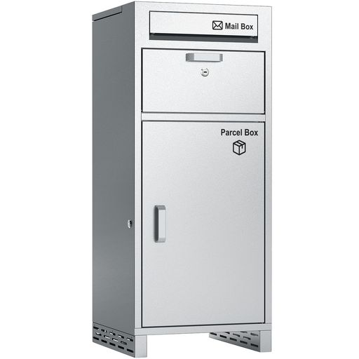 【複数形投函能力のある/大電気容量140L】VARNIC宅配ボックス席宅配BOX組み立て不必要雨合羽露天置き配大電気容量郵便受け付き添い人郵便うけ飾り気のない備え付ける両開扉切り取り押しとどめる大型戸建て用人間宅(しろがね色)