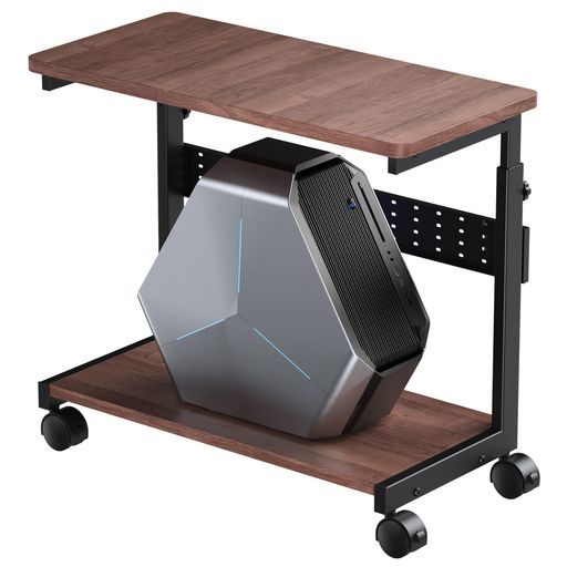 U-POWER昇降式L字デスクPCラックパソコンラックpcワゴン高さ調整可能(幅32?奥行67x高さ60~80cm)木目調X-1-WG