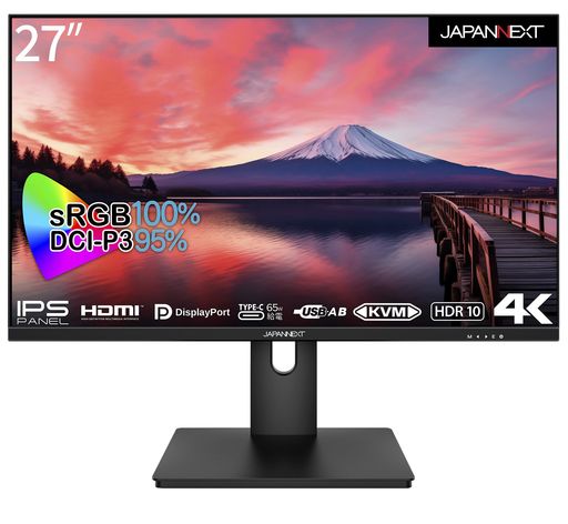 JAPANNEXT 27in 管する 4K UHD 3840x2160解像力 IPS 見せびらかす (KVM/HDMI/USB-C 給電 (65W) / DisplayPort/VESA相応う/ブルーライトカット) JN-IPS273UHDR-C65W